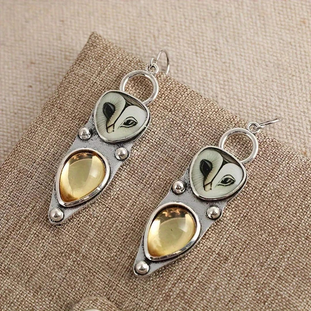 Pendientes Colgantes Búho Plateados Vintage