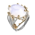 Anillo llamativo de piedra luna aura galaxia