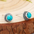Pendientes de tachuela bohemios vintage de imitación turquesa