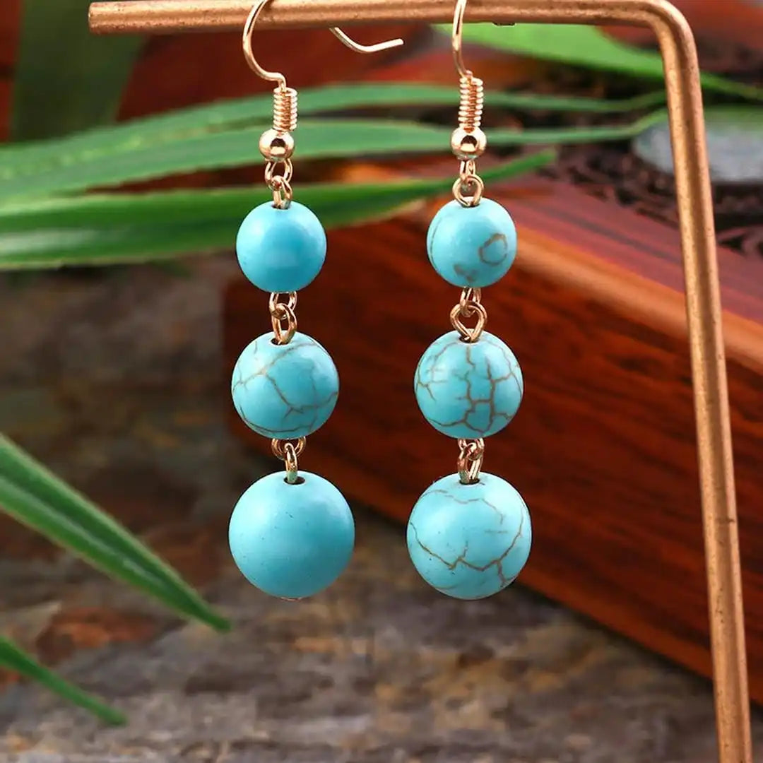 Aretes Esfera Gota Turquesa