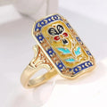 Anillo llamativo floral esmaltado vintage