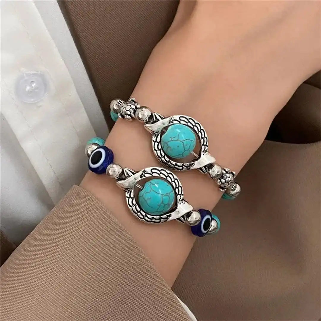 Pulsera de plata antigua y turquesa Aqua