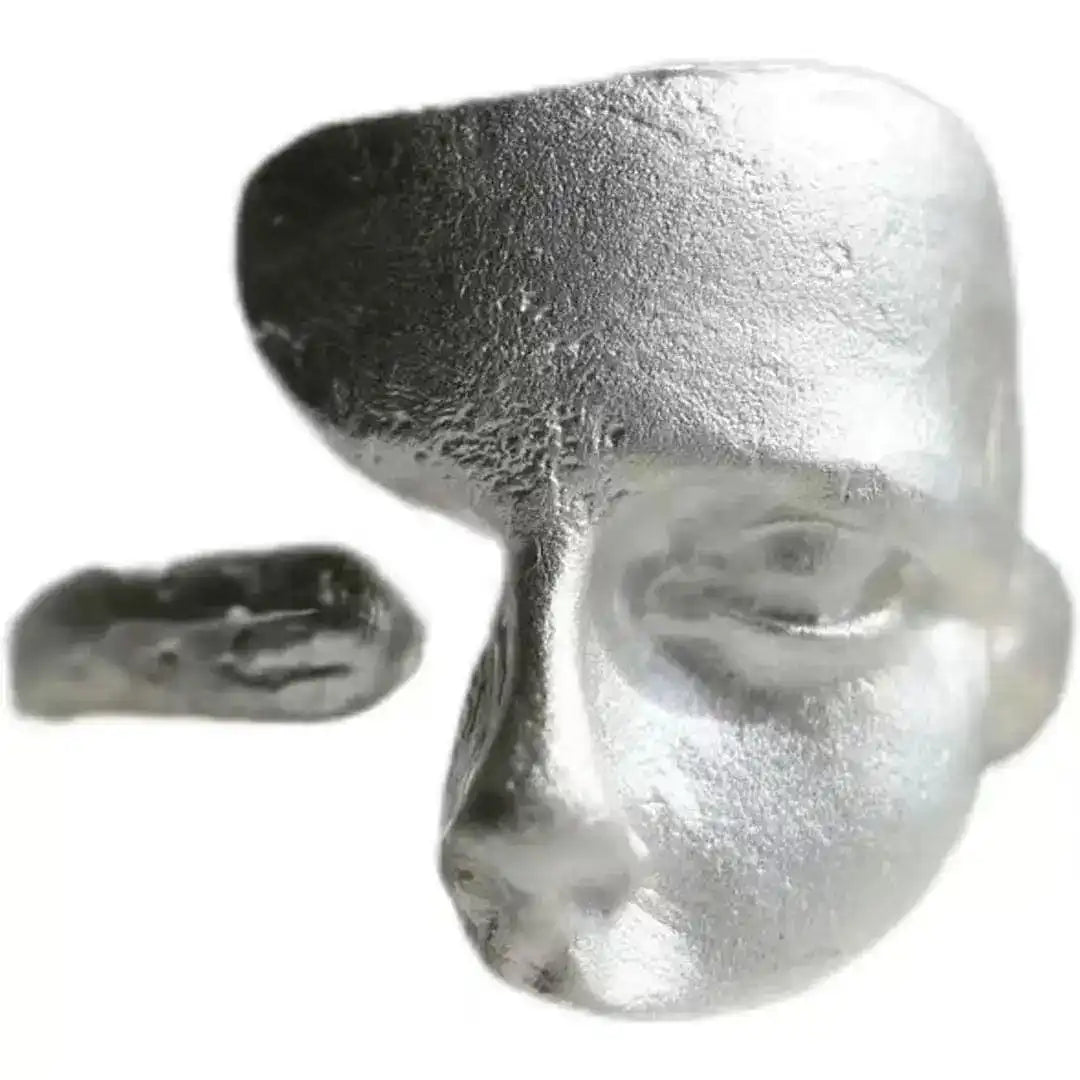 Anillo ajustable de cara abstracta plateado