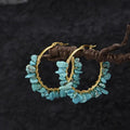 Pendientes de aro con gota de piedra turquesa