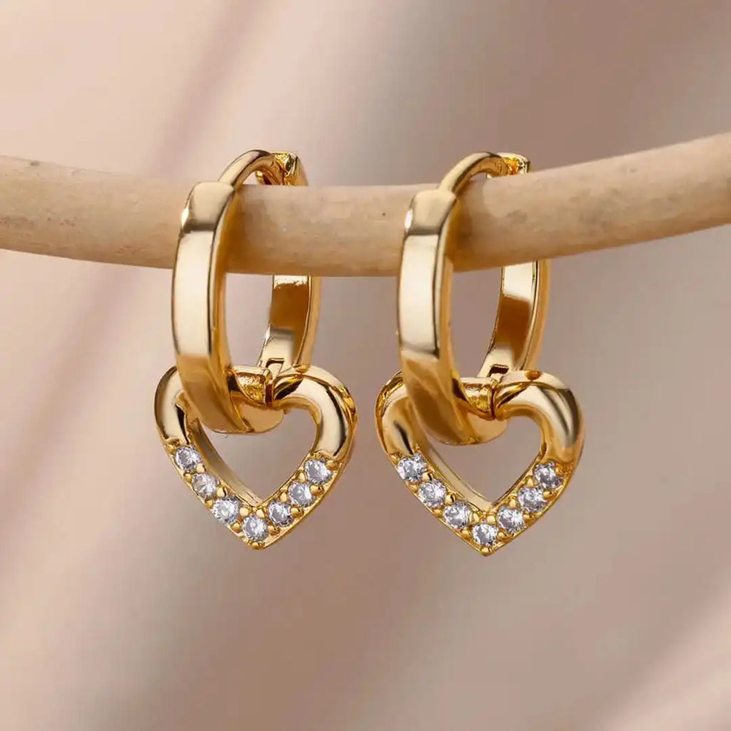 Pendientes de Corazón de Zirconia Huecos