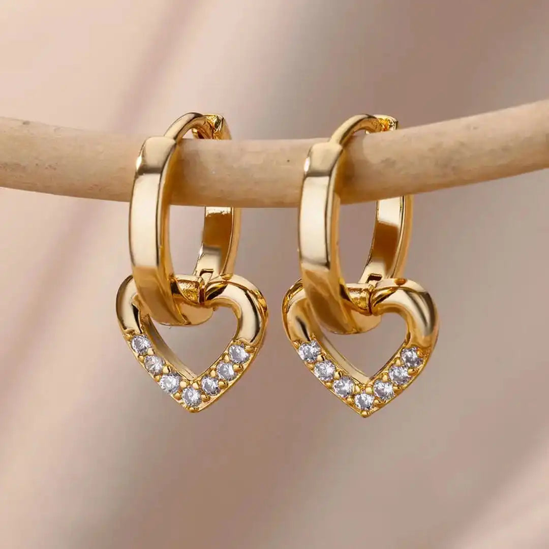 Pendientes de Corazón de Zirconia Huecos