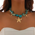 Collar con colgante de estrella de mar de piedra bohemia