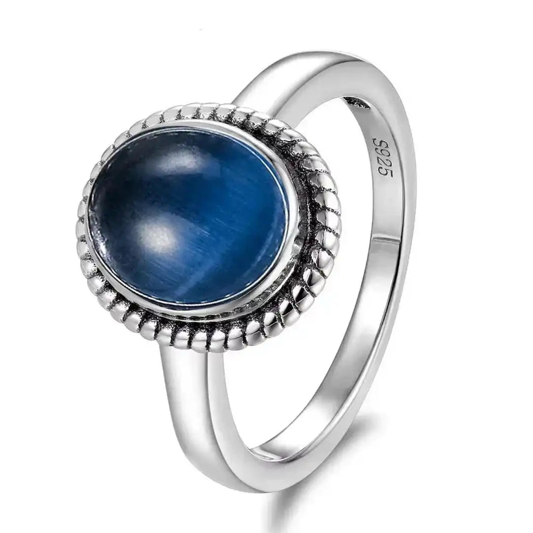 Anillo Ovalado de Cuerda Plateada Clásica
