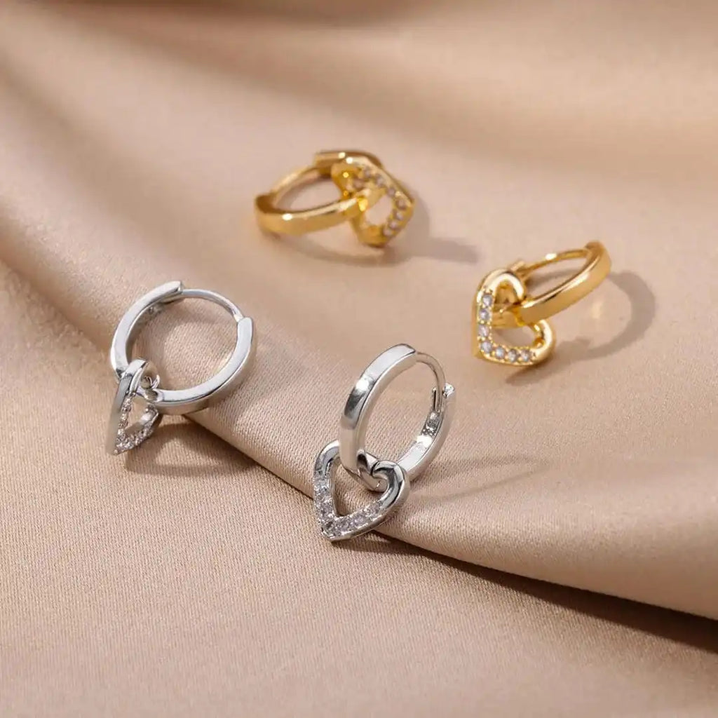 Pendientes de Corazón de Zirconia Huecos
