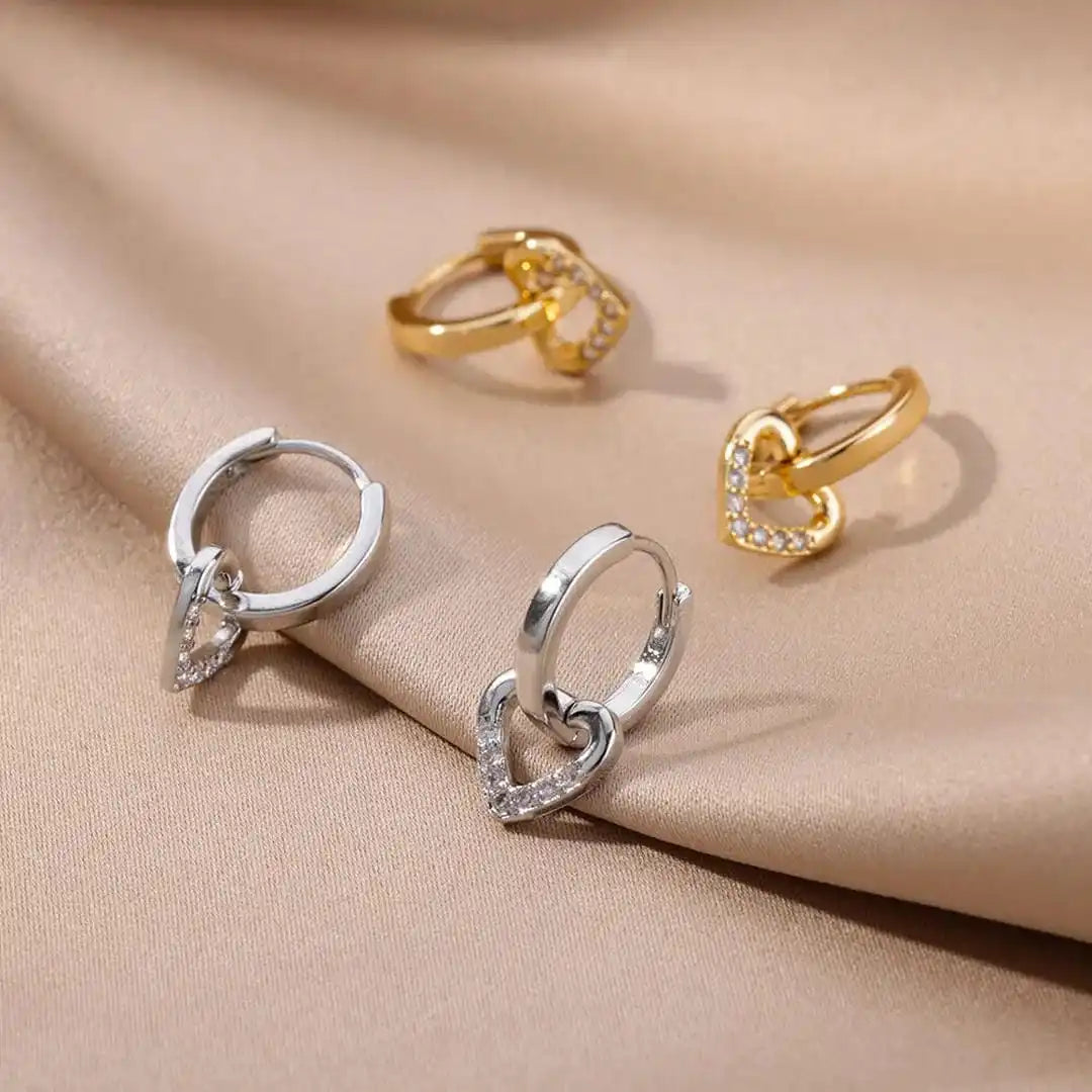 Pendientes de Corazón de Zirconia Huecos