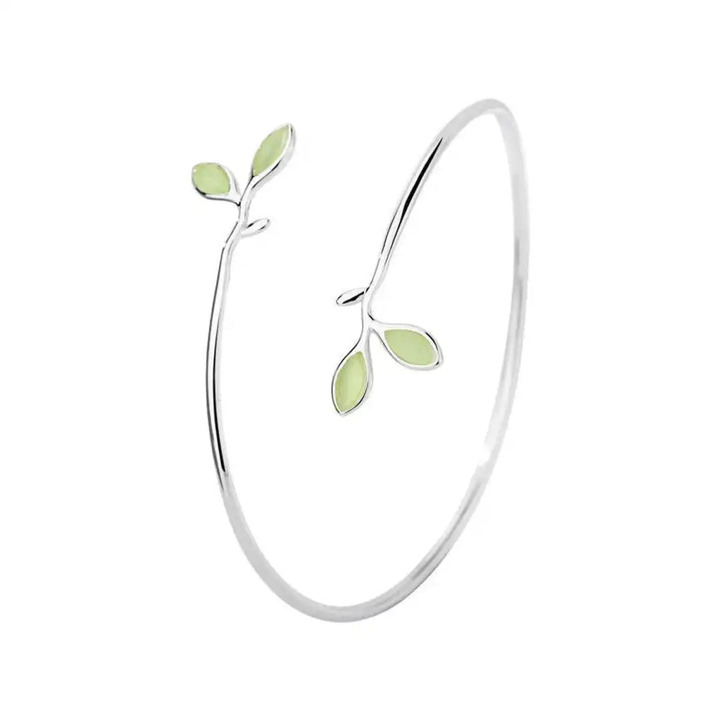 Pulsera de hoja de ópalo plateada atemporal