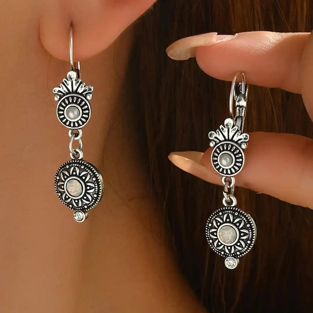 Pendientes colgantes de medallón de cristal vintage