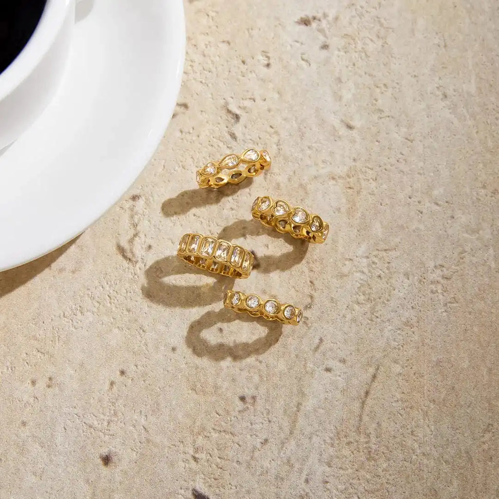 Juego de Anillos de Zirconia de Baguette Variado