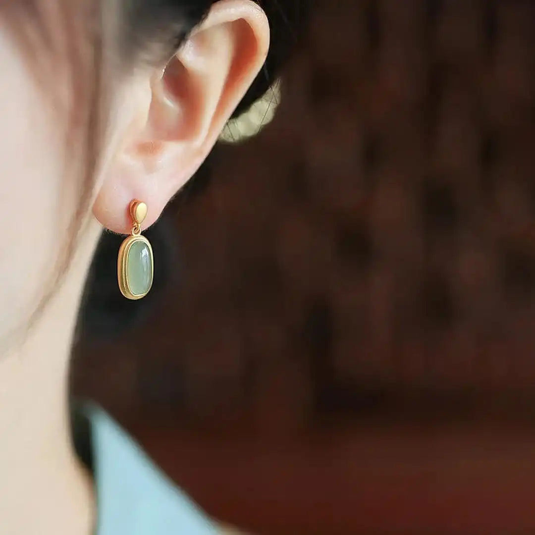 Pendientes retro de jade hetiano