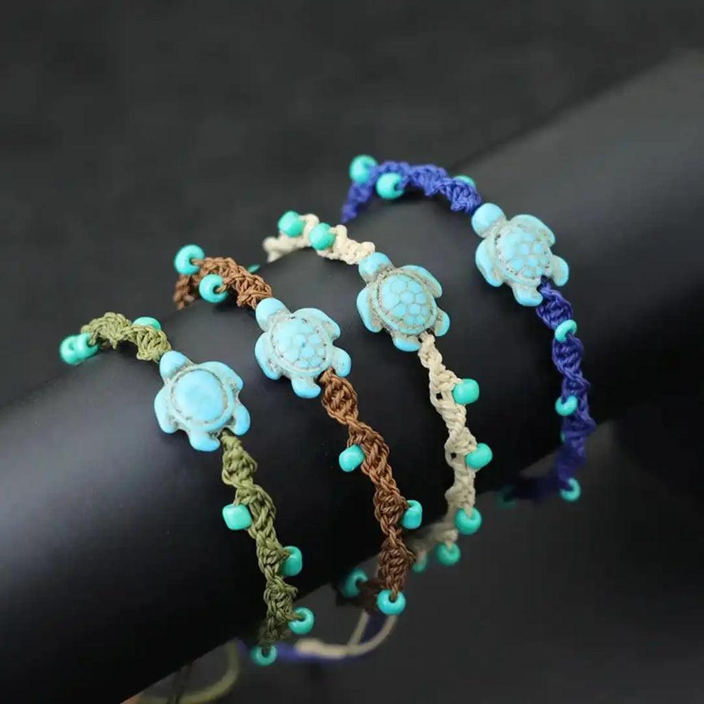 Pulsera de cuerda con abalorios Tortuga Bohemio