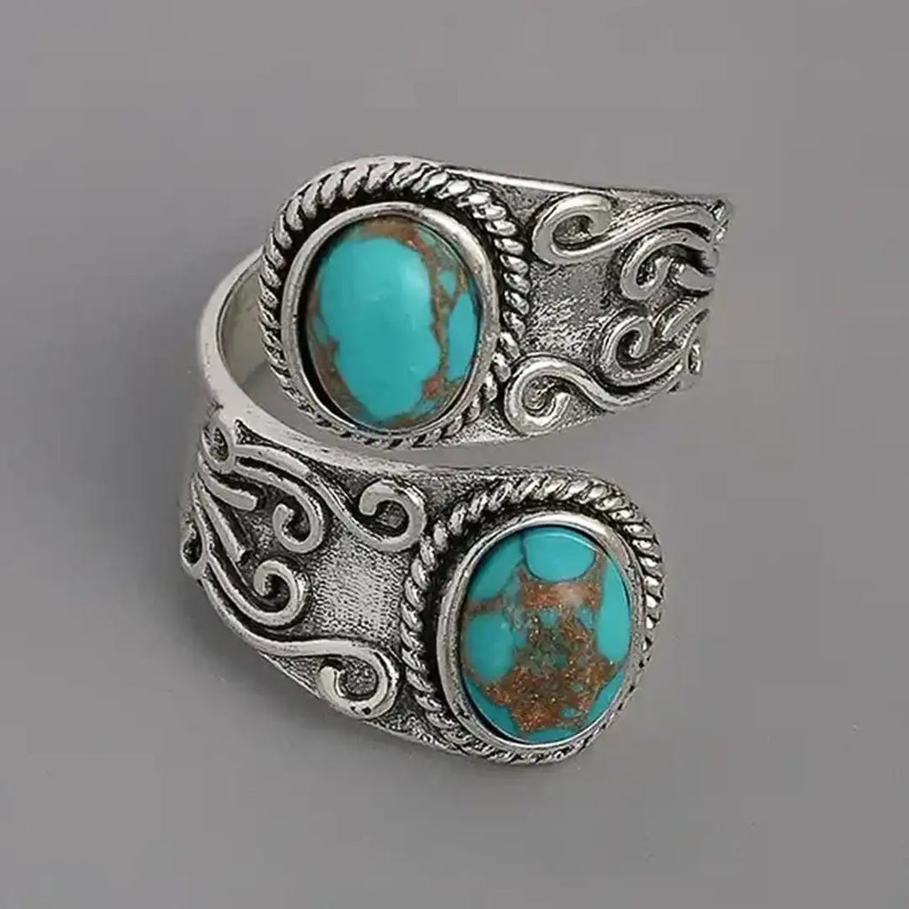 Anillo Vintage Cruz Turquesa de Plata