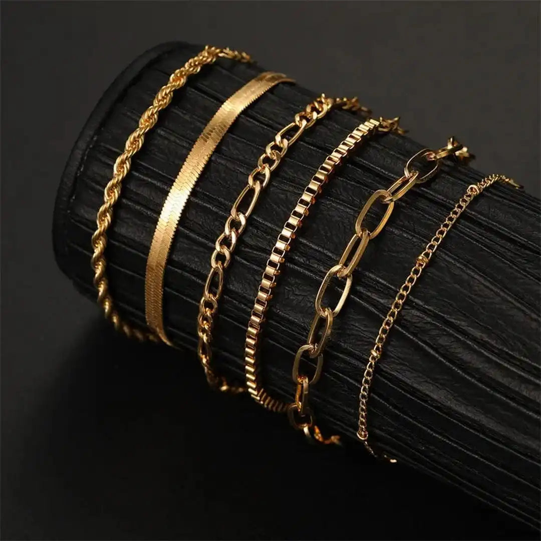 Set de pulseras estilo cubano retro bohemio