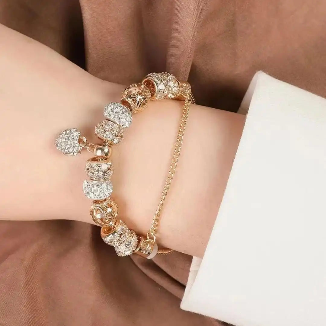 Pulsera de corazón de oro gruesa