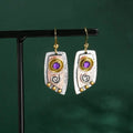 Pendientes bohemios de tres tonos con piedras preciosas