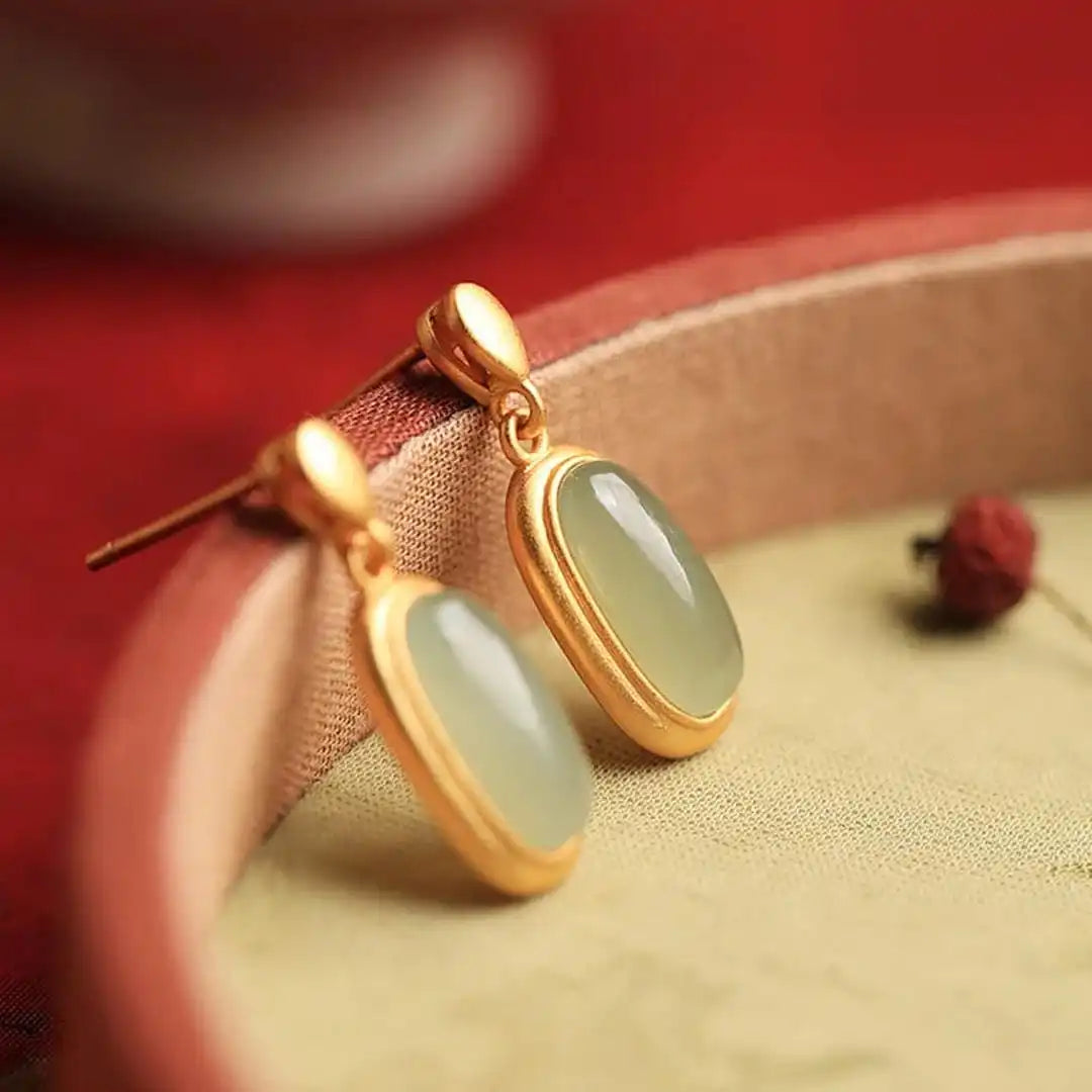 Pendientes retro de jade hetiano