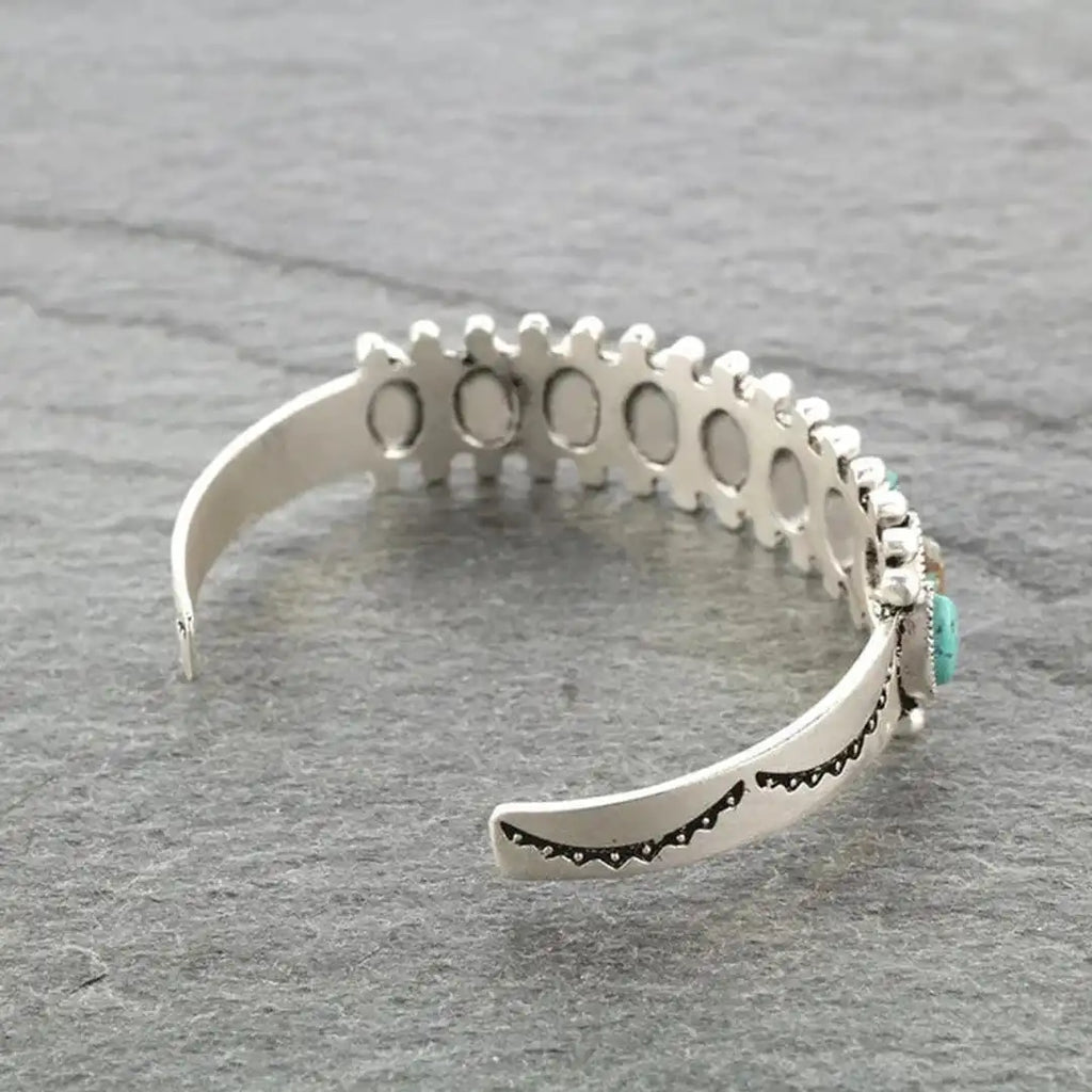 Pulsera de plata tibetana antigua con piedras