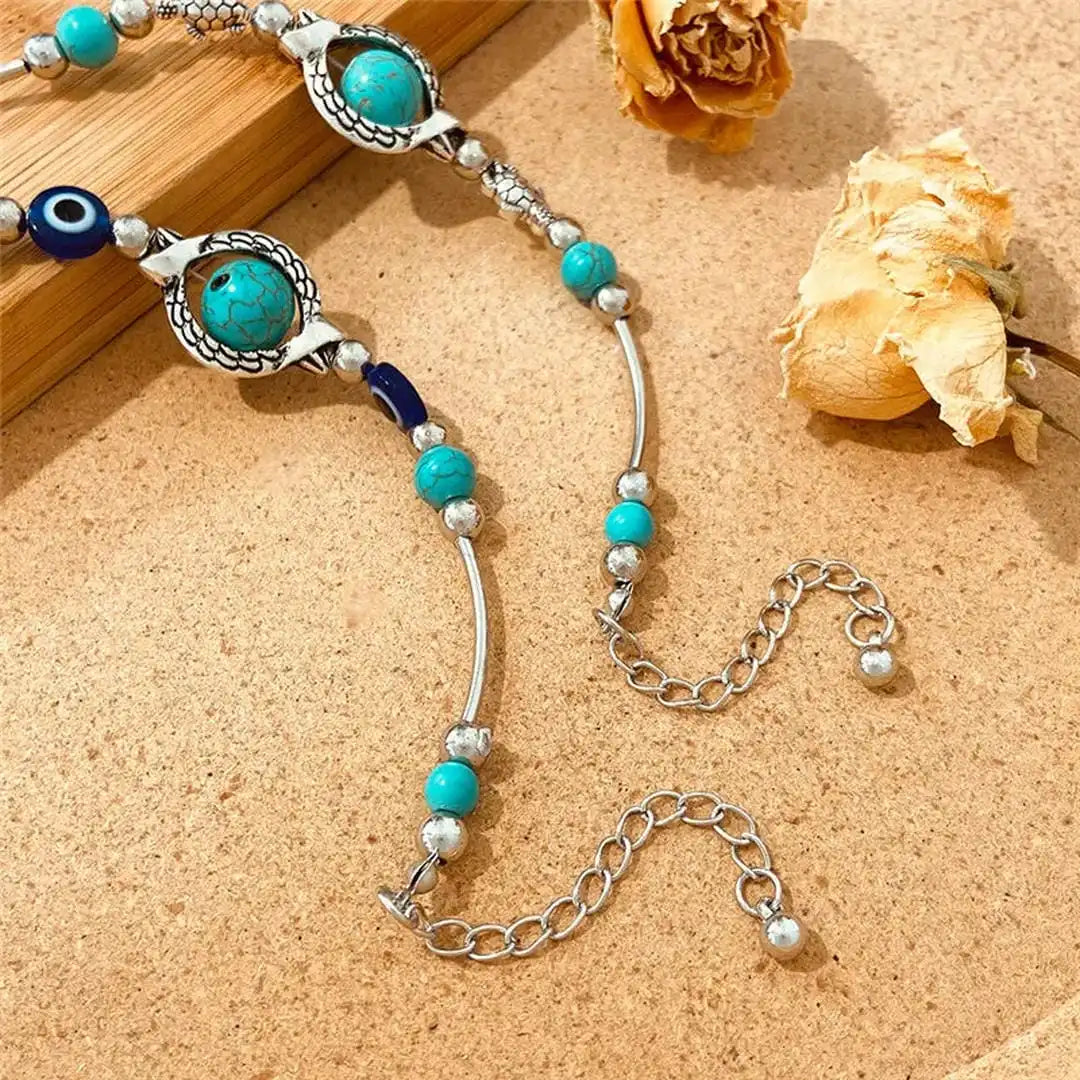 Pulsera de plata antigua y turquesa Aqua