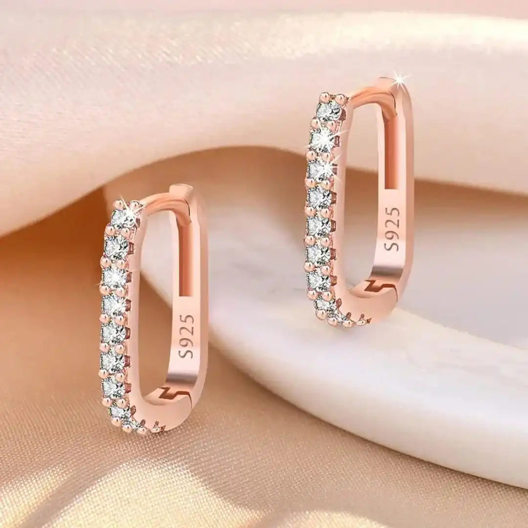 Pendientes de aro con cristales de circonita brillante