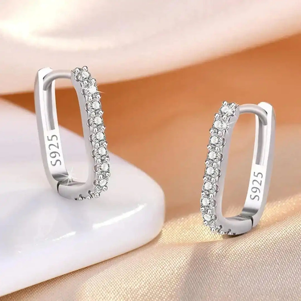 Pendientes de aro con cristales de circonita brillante