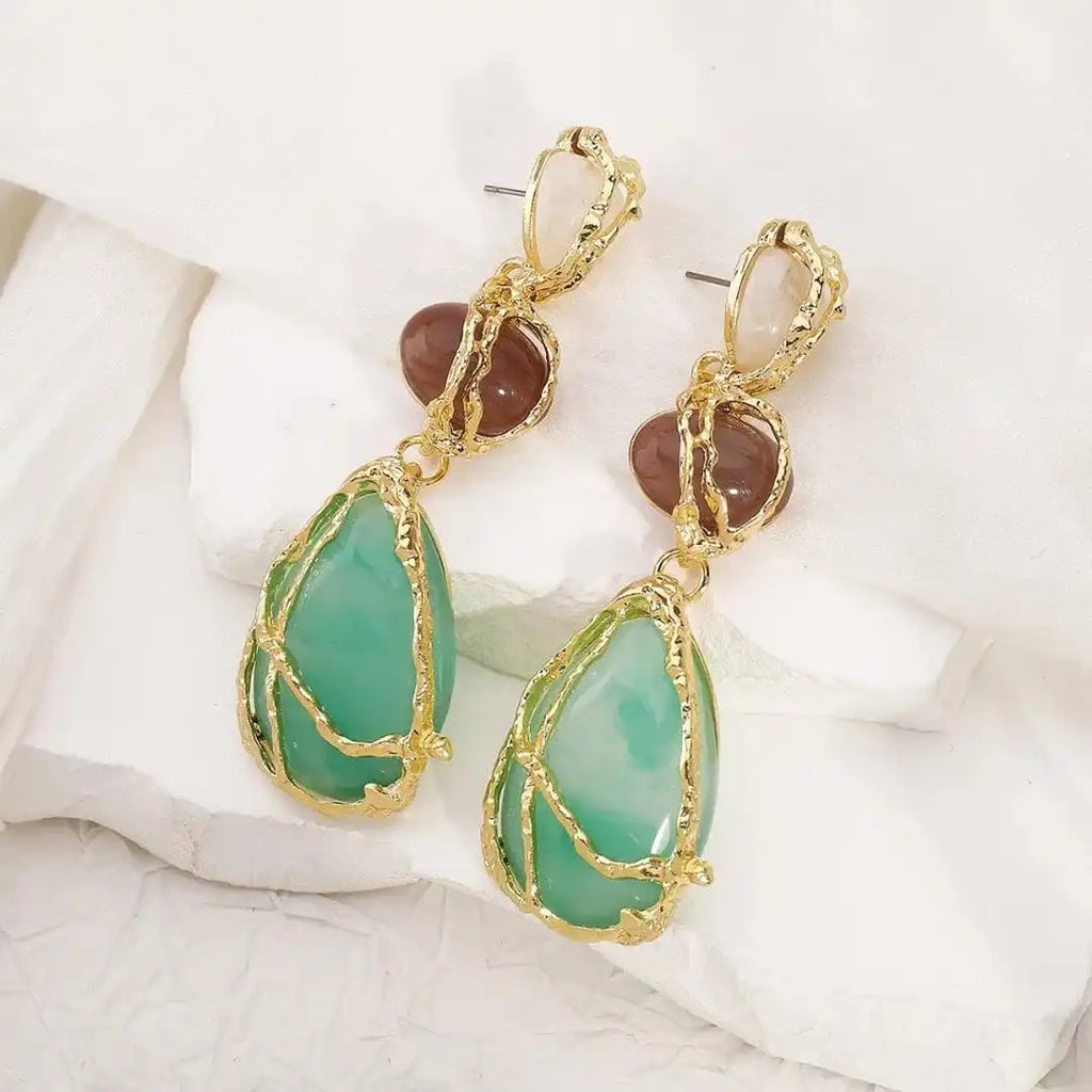 Pendientes de Lágrima Dorada Vintage