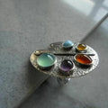 Anillo Ajustable Gema Multicolor Paleta de Artista