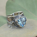 Anillo Tiara Antiguo de Topacio Azul