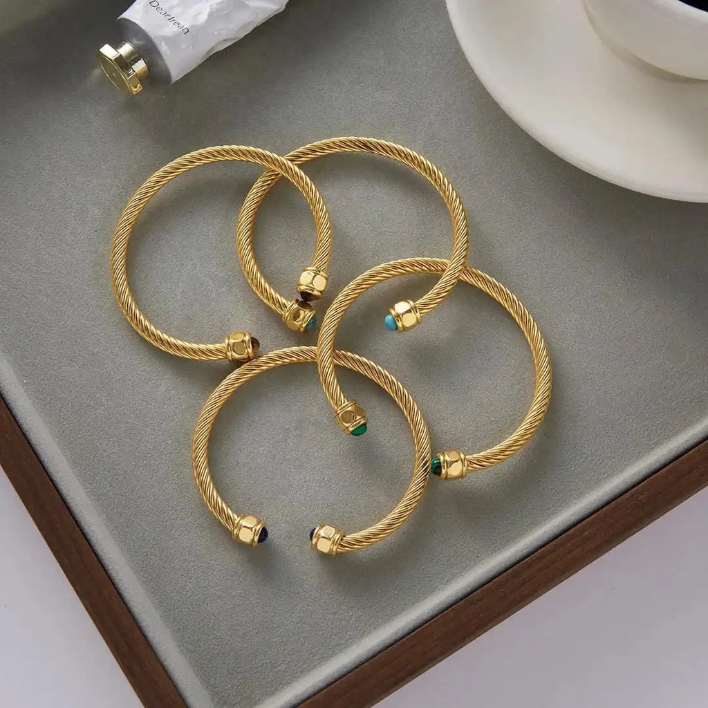 Pulsera de Piedras Ajustable Vintage Oro