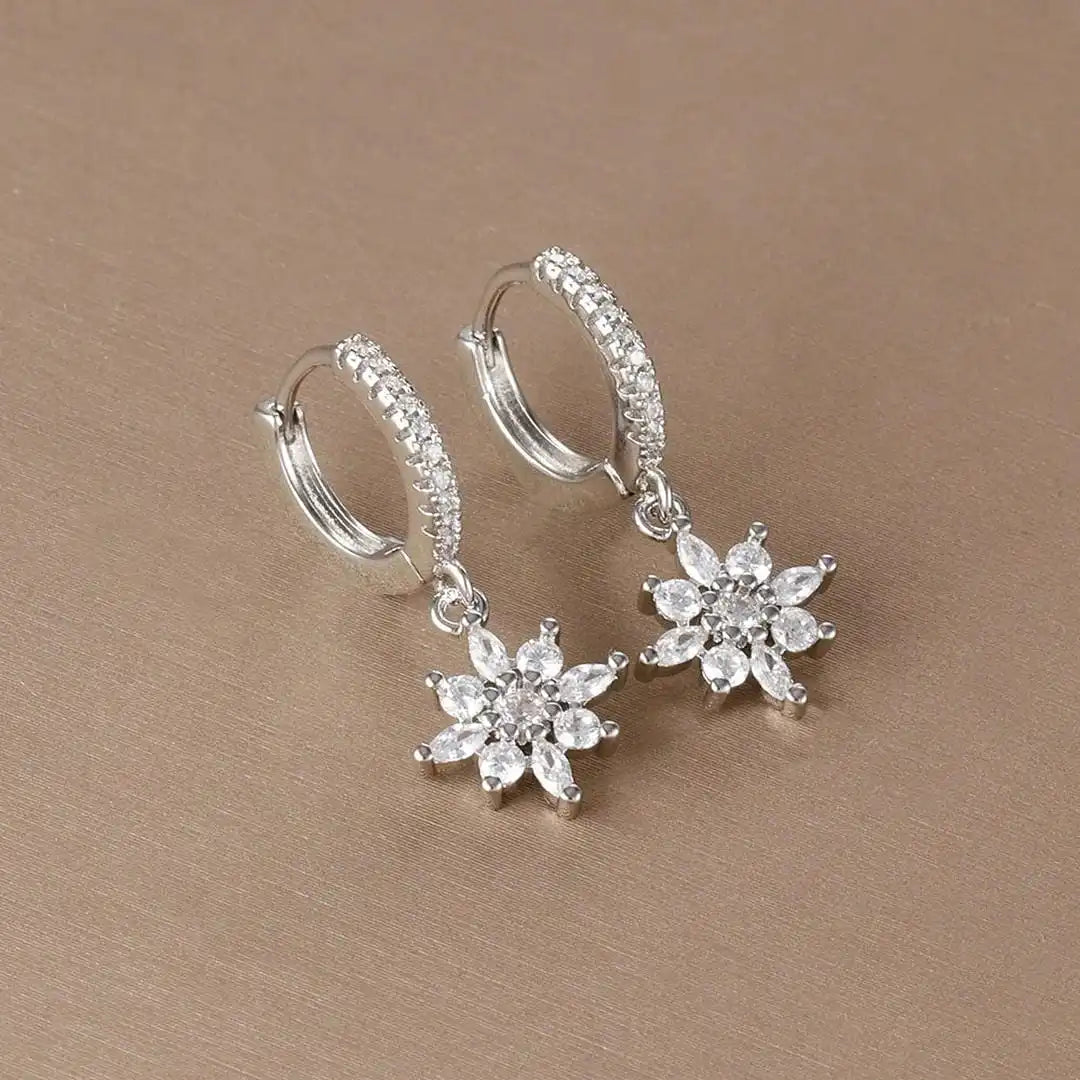 Pendientes Colgantes Copo de Nieve de Cristal Clásico