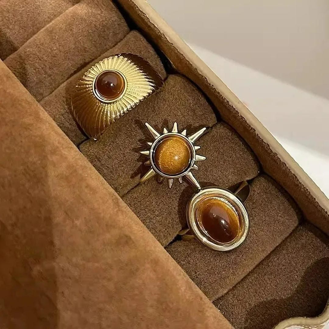 Set de tres anillos Solares Dorados