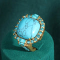 Anillo de Zirconia de Piedra Turquesa Dorada