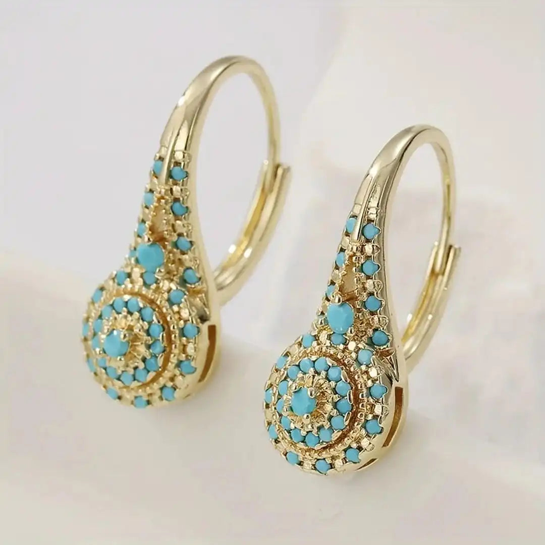 Pendientes elegantes de mandala turquesa