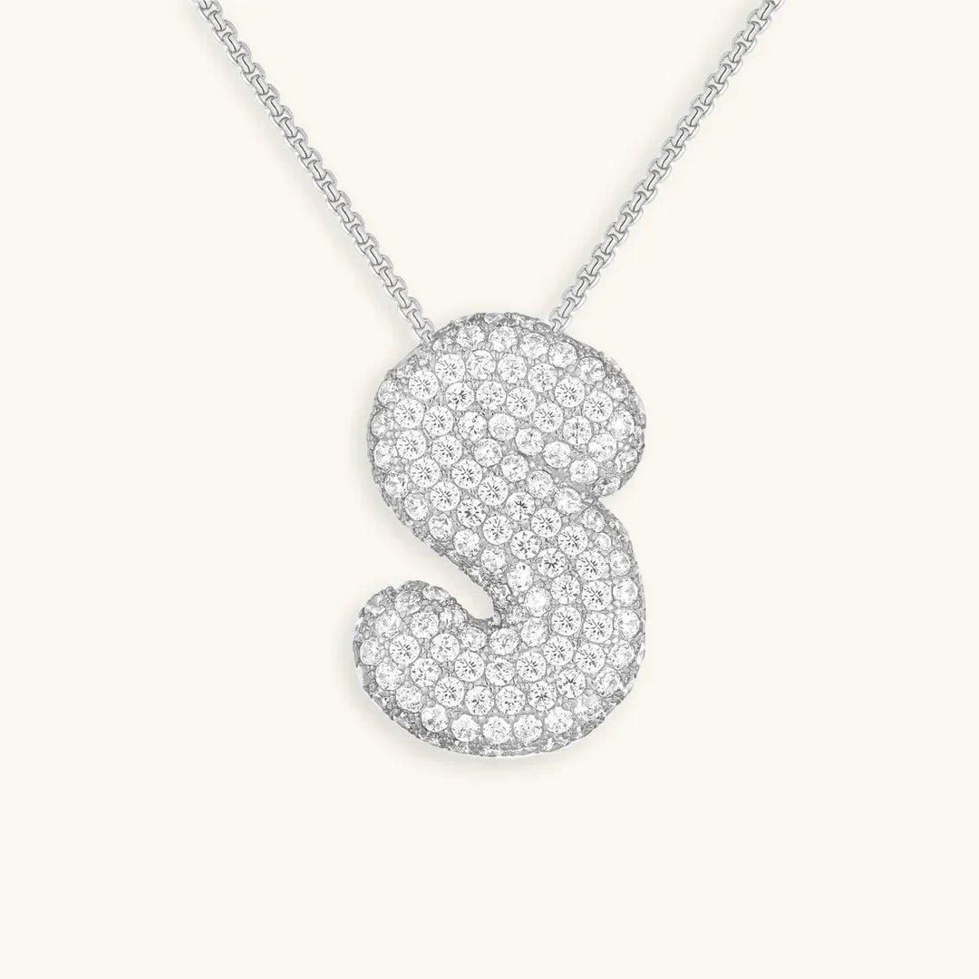 Collar de burbujas con inicial de cristal
