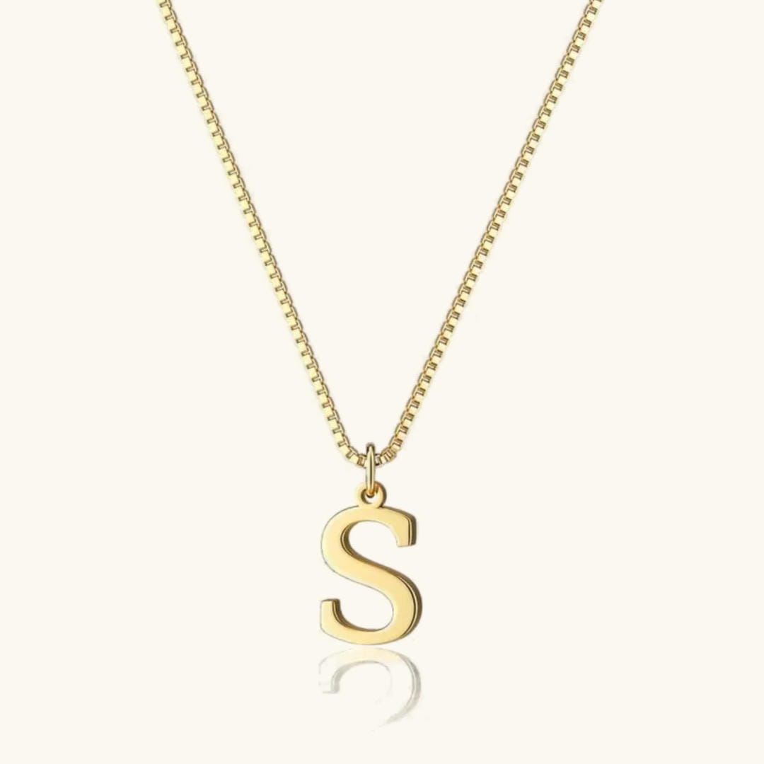 Collar Inicial de Oro con Letra Vintage