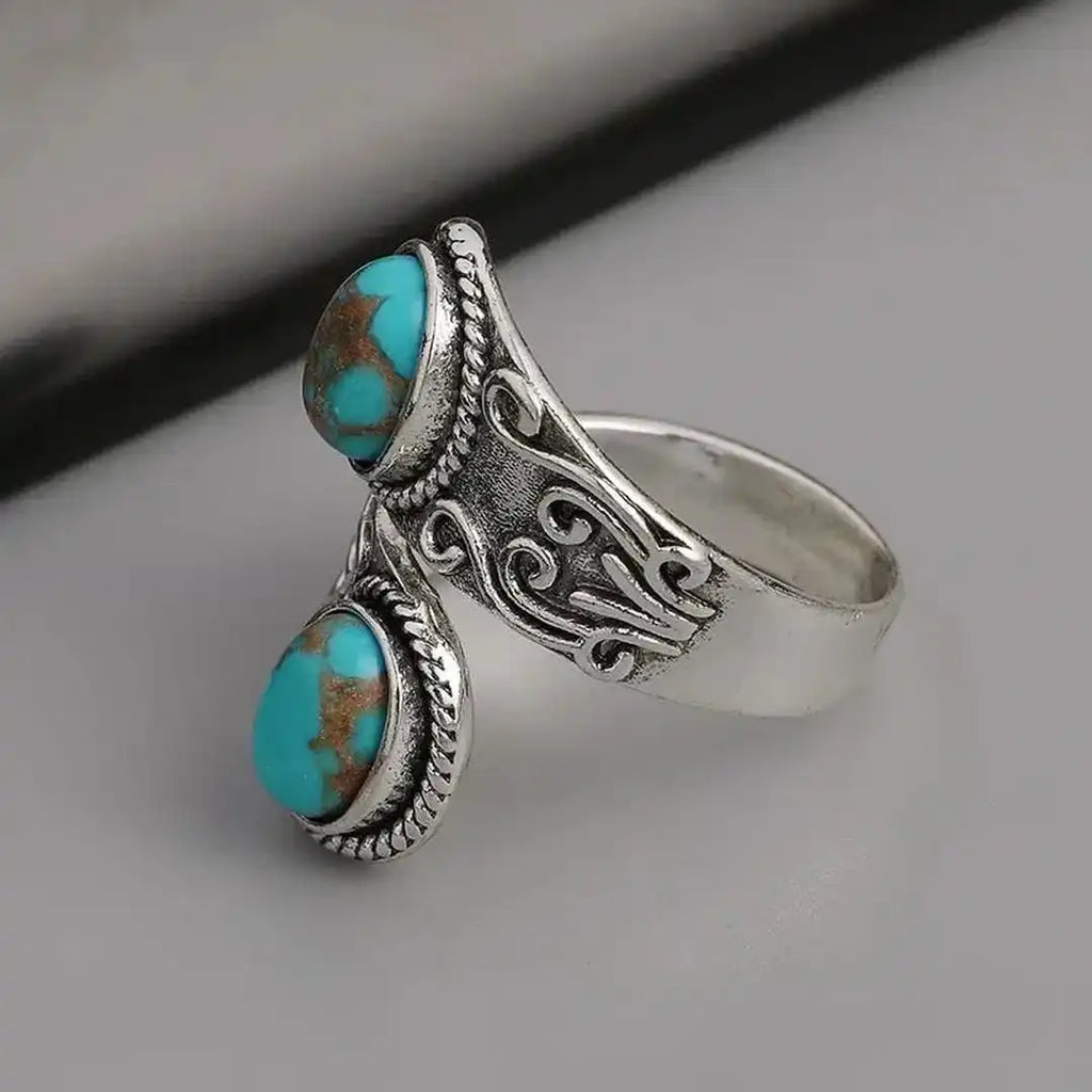 Anillo Vintage Cruz Turquesa de Plata