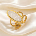 Anillo doble cabujón ovalado dorado