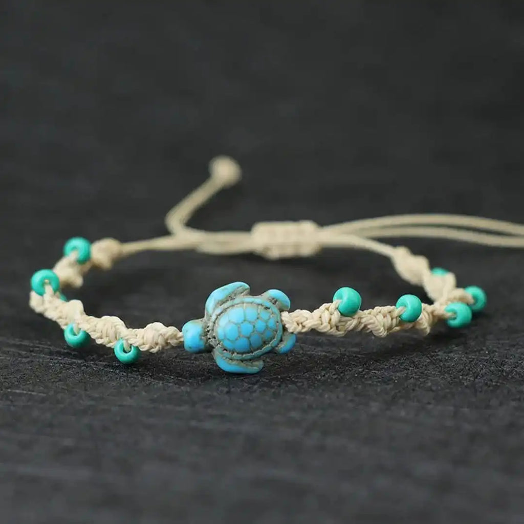 Pulsera de cuerda con abalorios Tortuga Bohemio