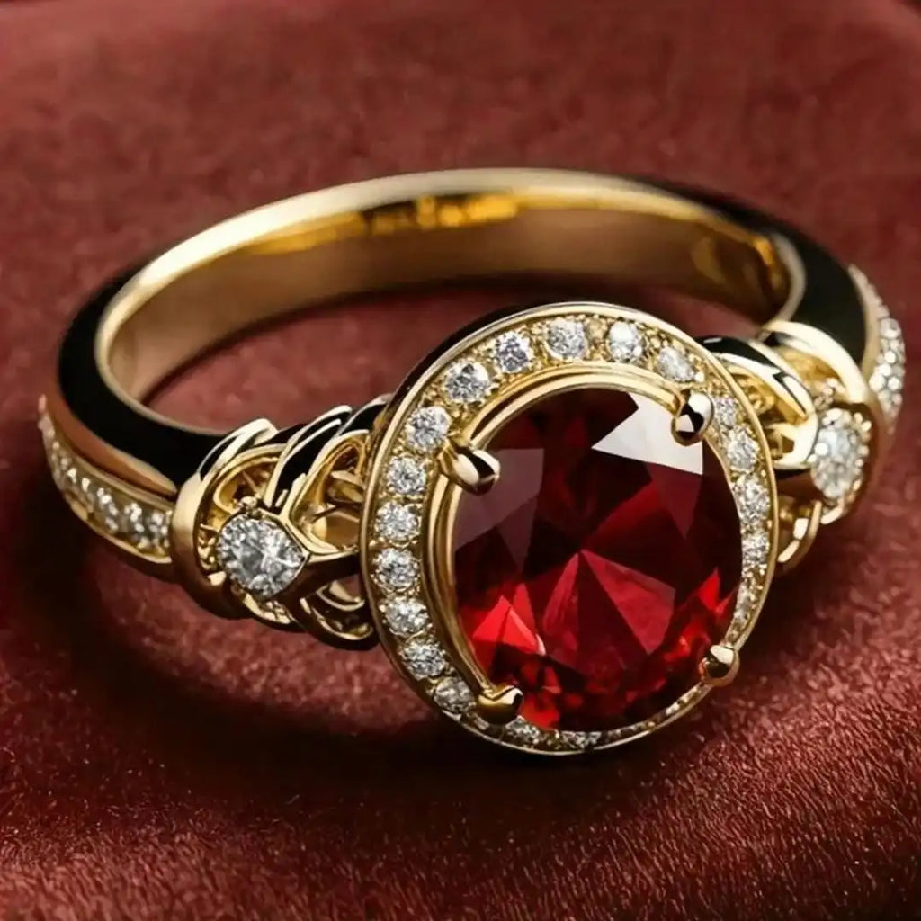 Anillo llamativo Halo Nudo Rubí