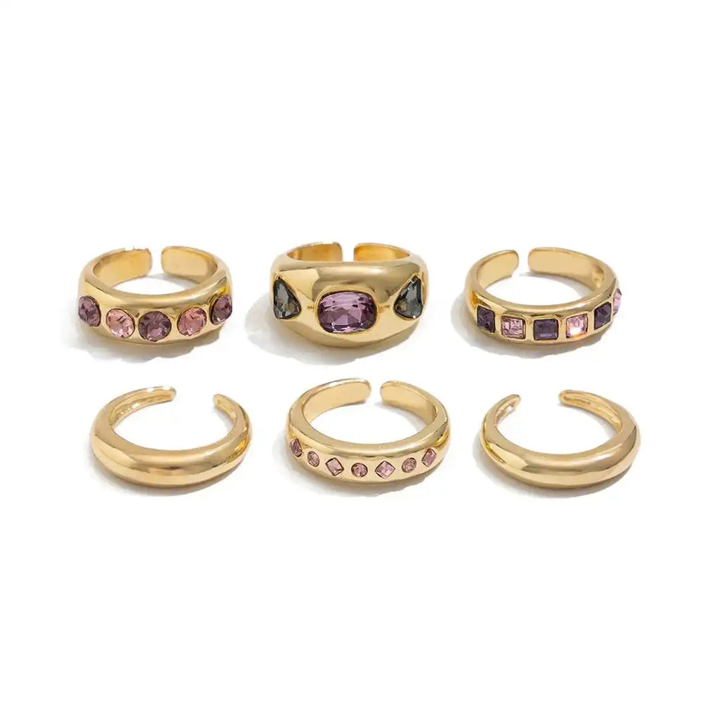 Anillos apilables de cristal rosa grueso