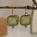 Pendientes colgantes elegantes vintage con perla y diseño geométrico