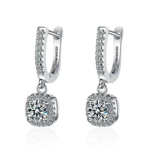 Pendientes Clásicos de Oro Blanco con Piedras