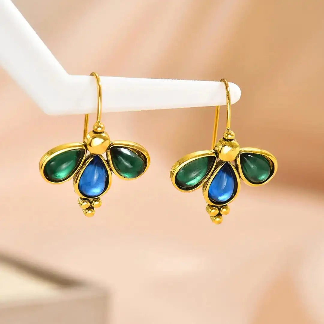 Pendientes de lágrima azul Ala Esmeralda