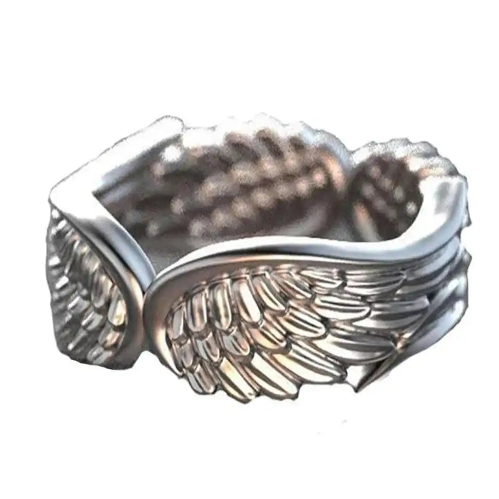 Anillo Ajustable de Alas de Ángel Plateadas