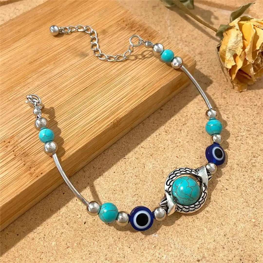 Pulsera de plata antigua y turquesa Aqua