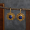 Pendientes Colgantes con Gema Redonda Azul