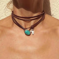 Collar vintage bohemio con colgante de turquesa